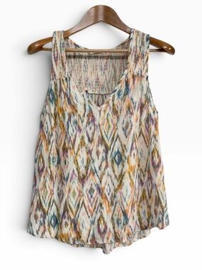 Lovestitch Medium Multicolor Tribal Ikat Print Sleeveless V-Neck Flowy Tank Cami